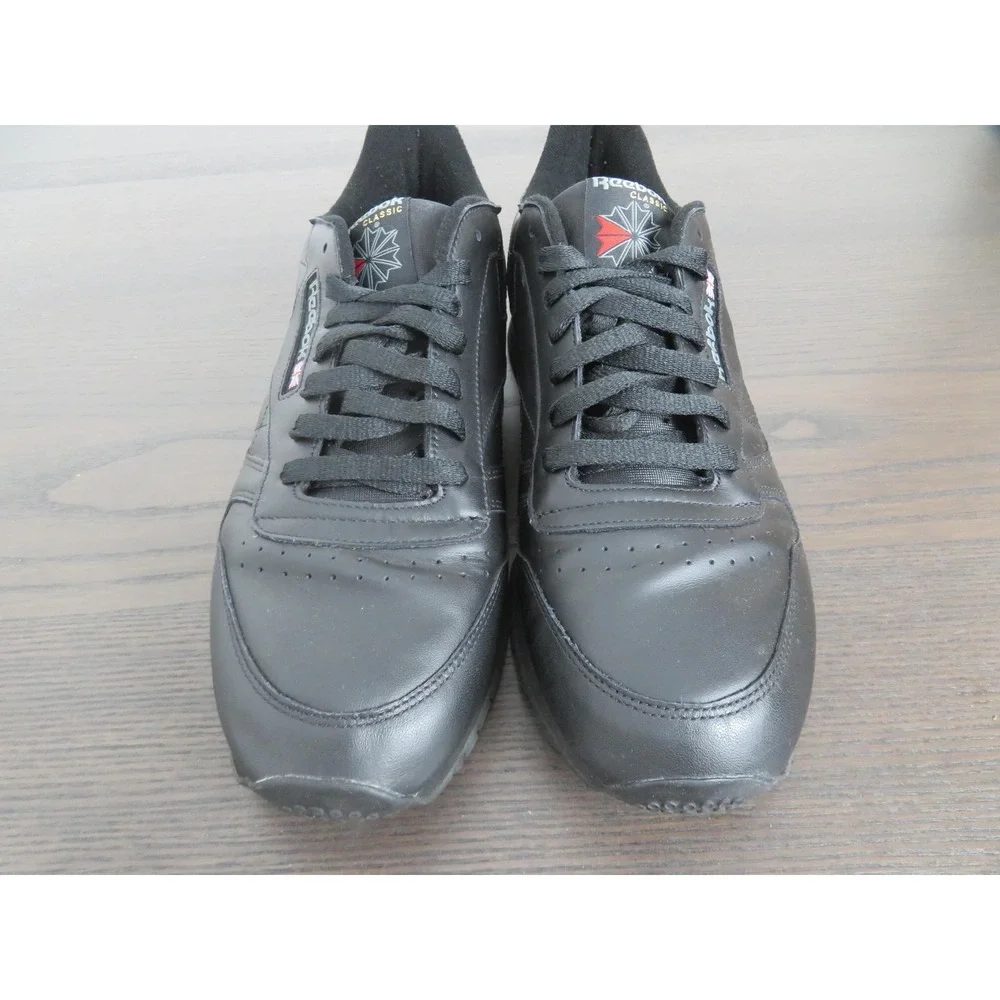 Reebok Classic Leather Shoes Mens Size 12 Black Walking Sneakers Casual Comfort